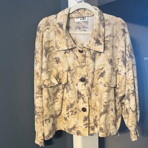 BUCKETLIST Boho Cream and Brown Patterned Shacket